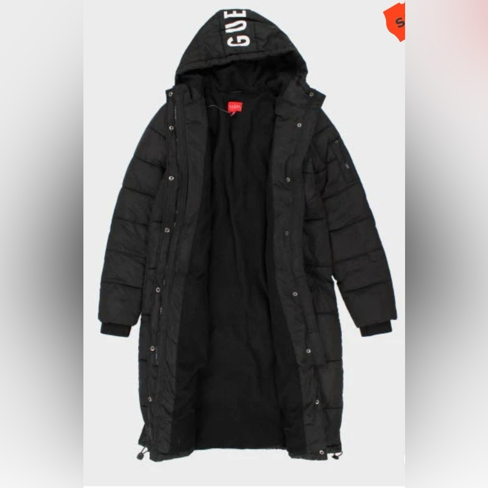 Women’s GUESS Long Puffer Jacket - Size XS | Color: Black